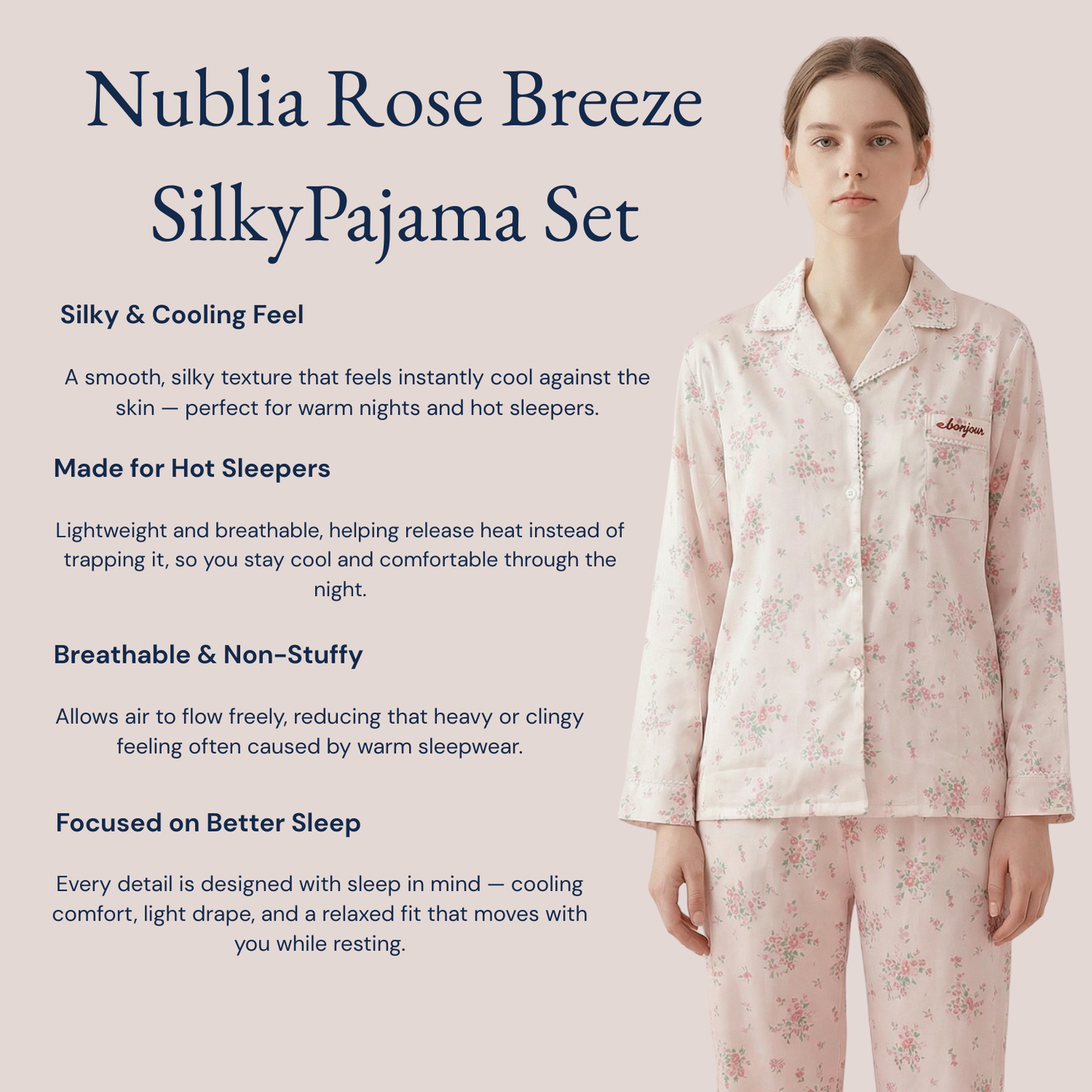 Nublia Rose Breeze Silky Pajama Set