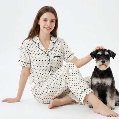 Nublia  Midnight Dot Silky Pajama Set