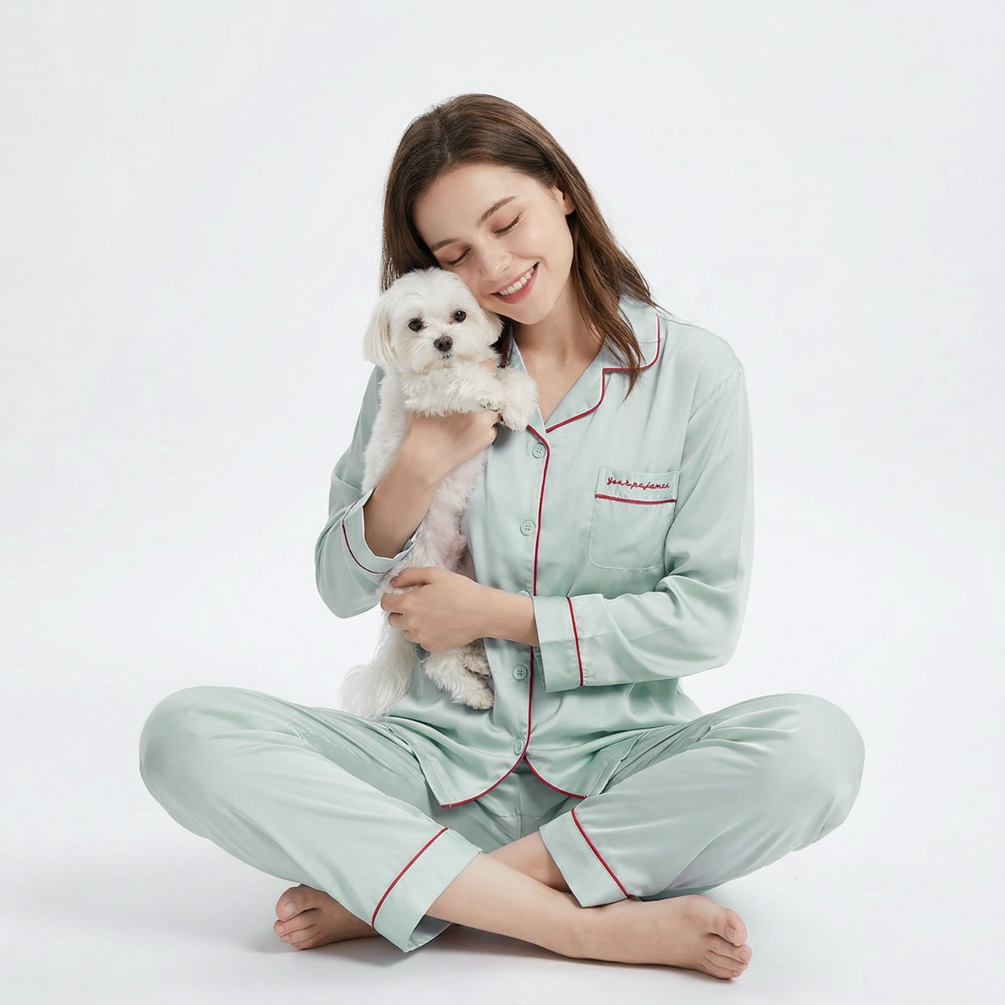 Nublia Mist Green Silky Pajama Set