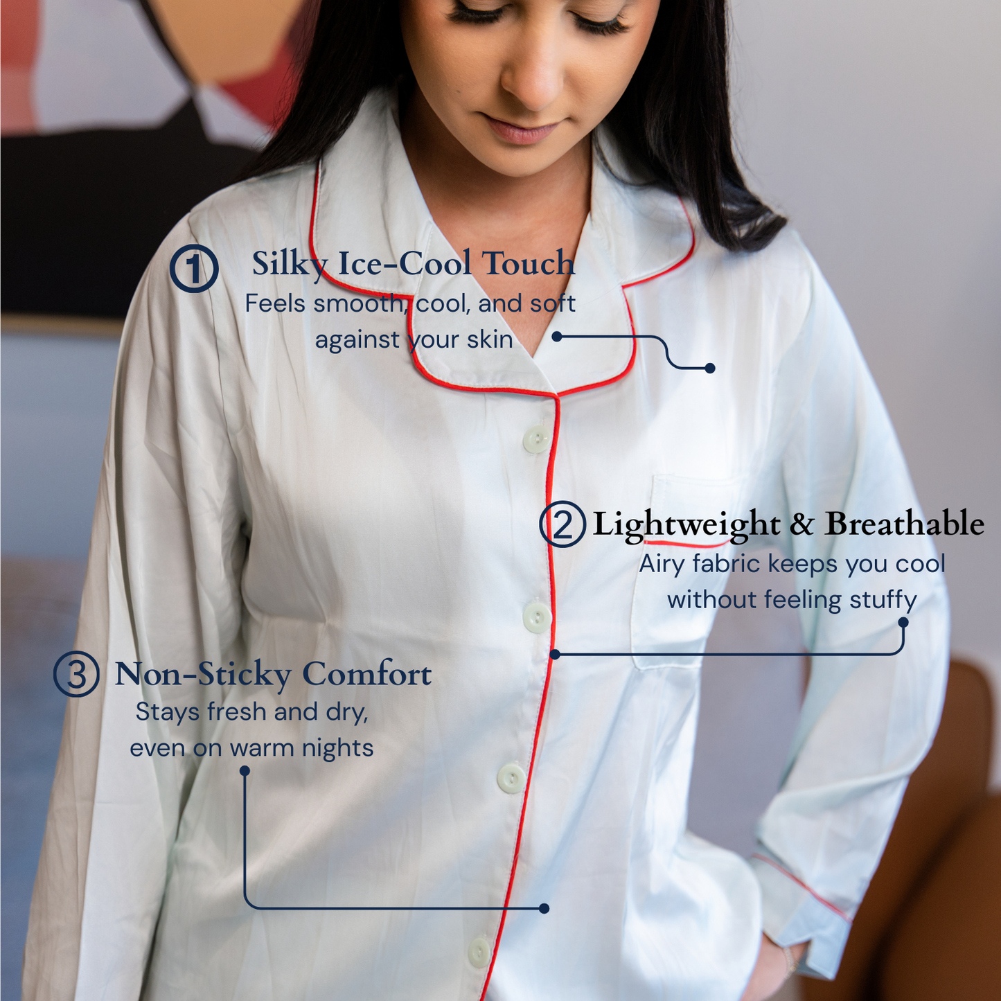 Nublia Mist Green Silky Pajama Set