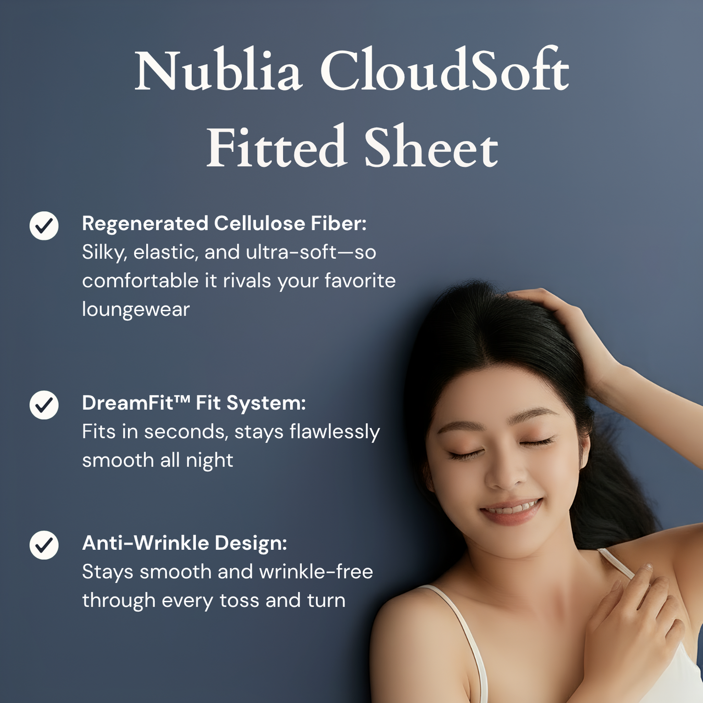Nublia CloudSoft Stay-On Bed Fitted Sheet | No Clips or Straps Needed