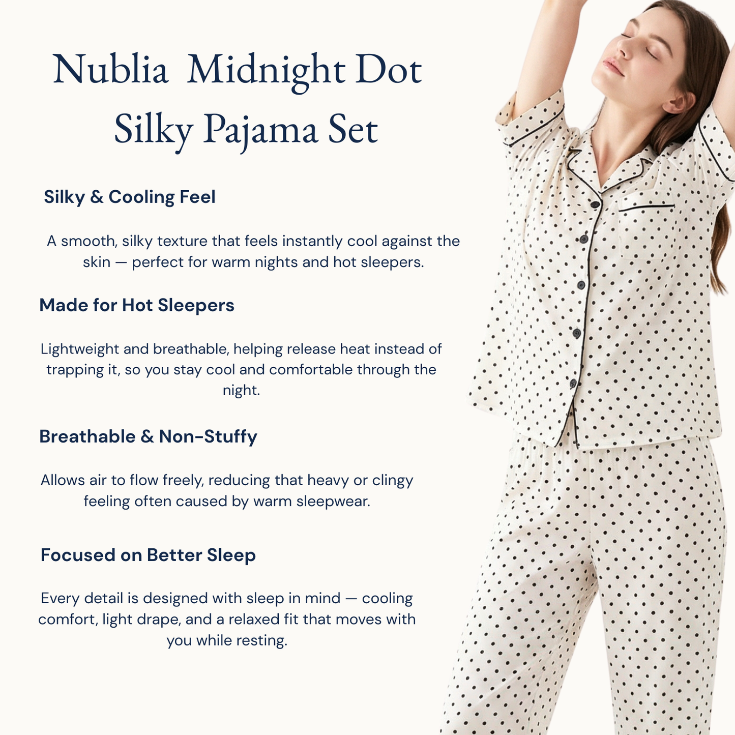 Nublia  Midnight Dot Silky Pajama Set